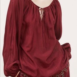 Mes Demoiselles Burgundy Silk Top